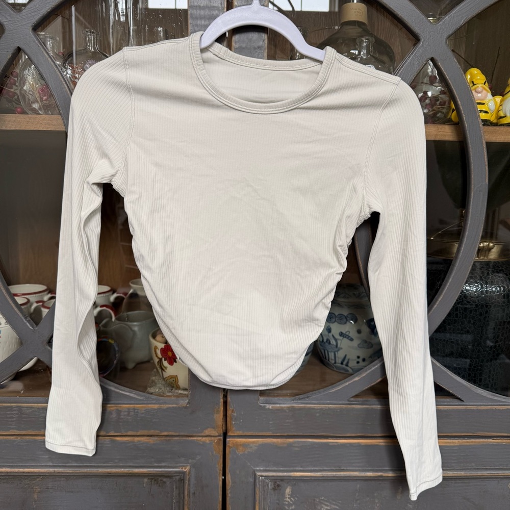 Lululemon All It Takes Ribbed Nulu Long-Sleeve Shirt in Bone - Picture 7 of 8